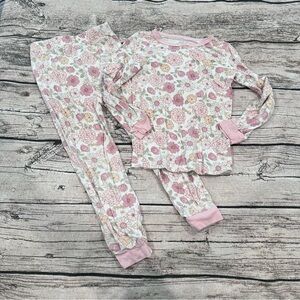 Milkberry Bamboo Floral Kids Pajamas in Pink and Cream Size 3t